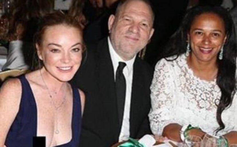 Lindsay Lohan, Harvey Weinstein e Isabel dos Santos no jantar de aniversário do fundador da joalharia De Grisogono, Fawaz Gruosi.
